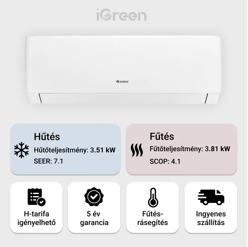 Gree Pulse Pro inverter 3,51 kW klíma szett