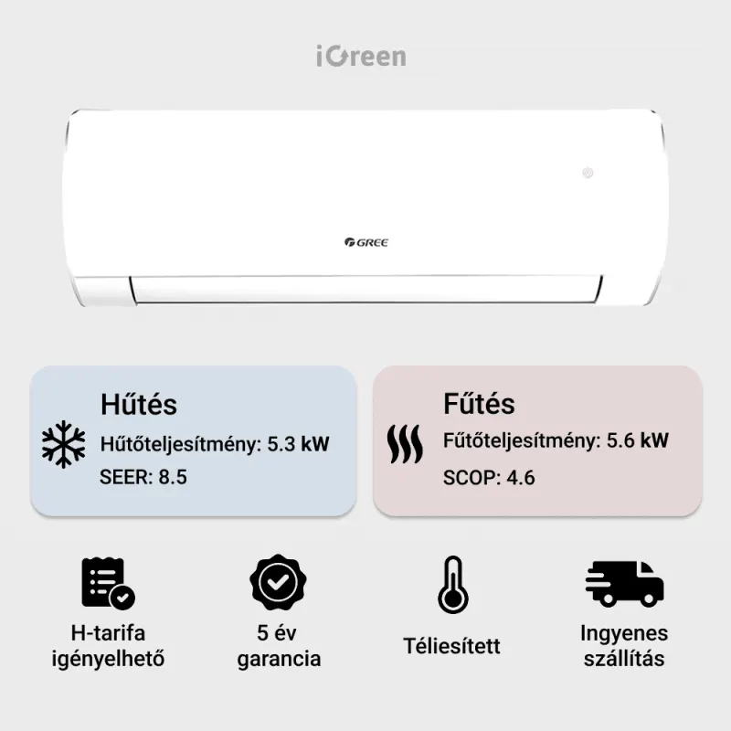Gree Comfort Pro oldalfali mono split klíma 5.3