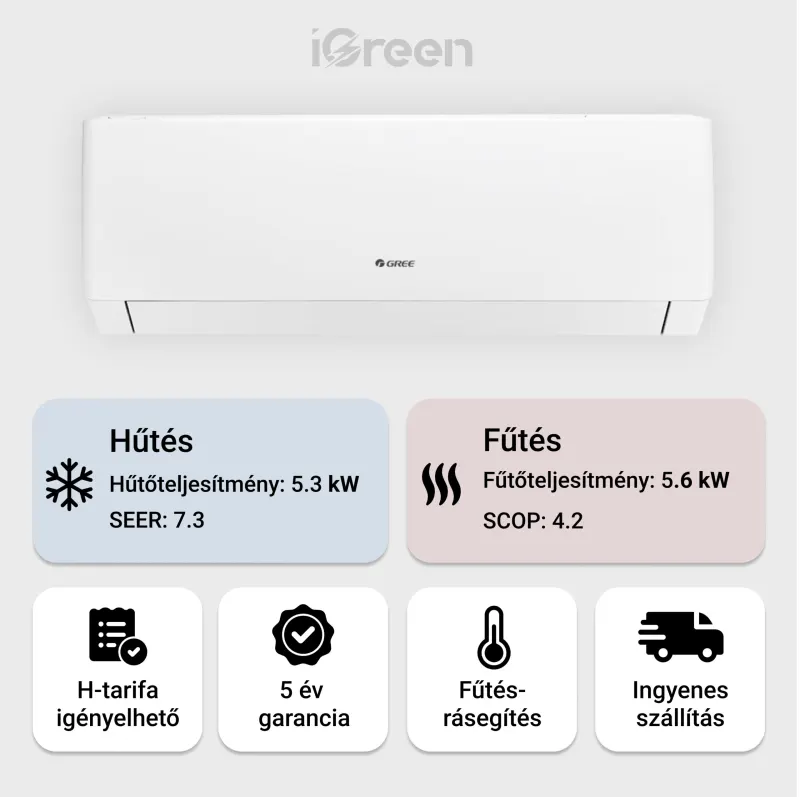 Gree Pulse Pro inverter 5,3 kW klíma szett