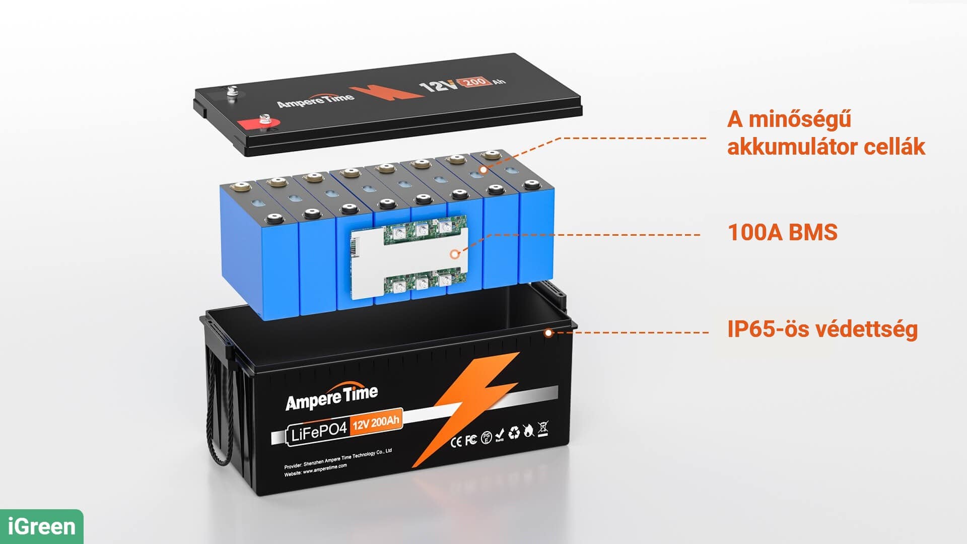 iGreen AmpereTime 12V200Ah akkumulátor adatok