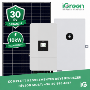 Deye 3 fázisú napelem rendszer hibrid aszimmetrikus inverterrel 10kW