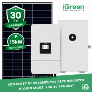 Deye 3 fázisú napelem rendszer hibrid aszimmetrikus inverterrel 15kW